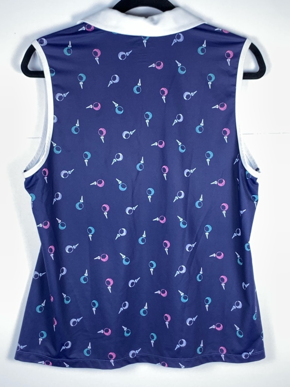 Lillie Green Womens Large Golf Polo Shirt Navy Blue Sleeveless Performance - Picture 7 of 9